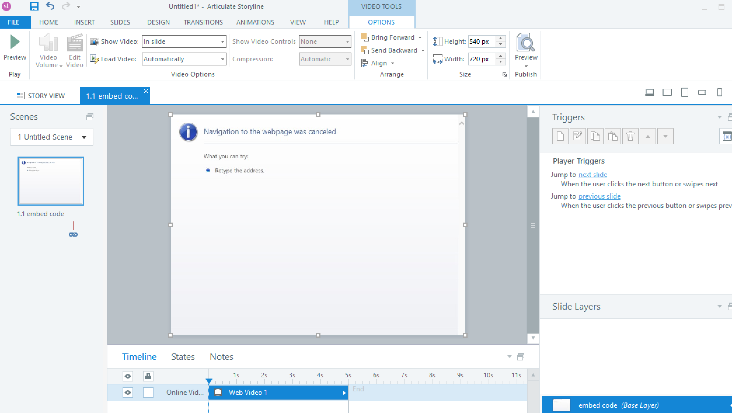 How to embed Brightcove video into Storyline for use on iPad, HTML Articulate Storyline